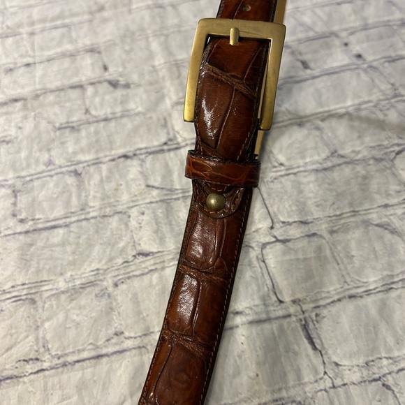 VEARI CROCODILE GENUINE LEATHER BROWN MENS BELT WITH GOLD TONE BUCKLE SIZE 36 - Picture 3 of 11